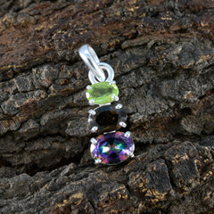 Jia Multicolor Abstract Pendant with Gemstone Trio