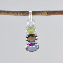 Jia Multicolor Abstract Pendant with Gemstone Trio