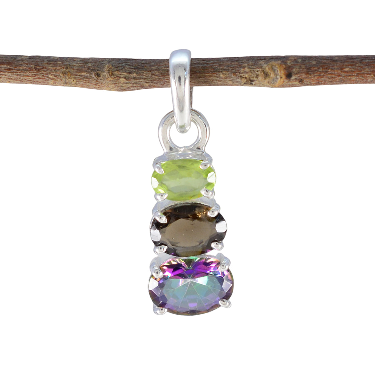 Jia Multicolor Abstract Pendant with Gemstone Trio Multi Stone multicolor Multicolor