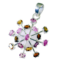 Julieta Multicolor Gemstone Pendant - Elegant Silver Design
