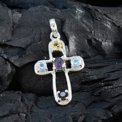 Eleanor Multicolor Gemstone Pendant Cross Design