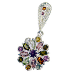 Tereza Multicolor Gemstone Pendant Sterling Silver
