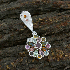 Tereza Multicolor Gemstone Pendant Sterling Silver