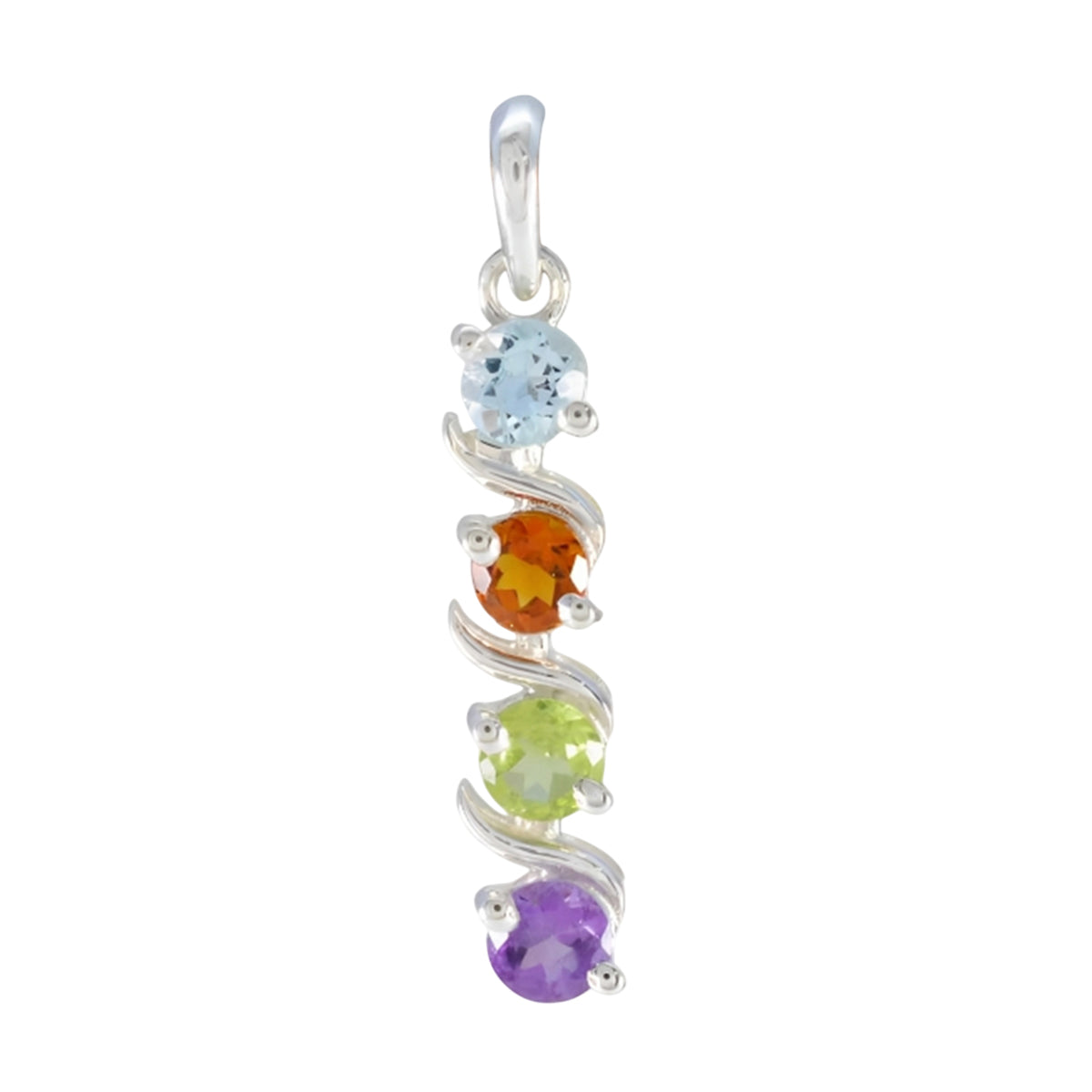 Inès Multicolor Gemstone Pendant Elegant Silver Chain Charm Multi Stone multicolor Multicolor