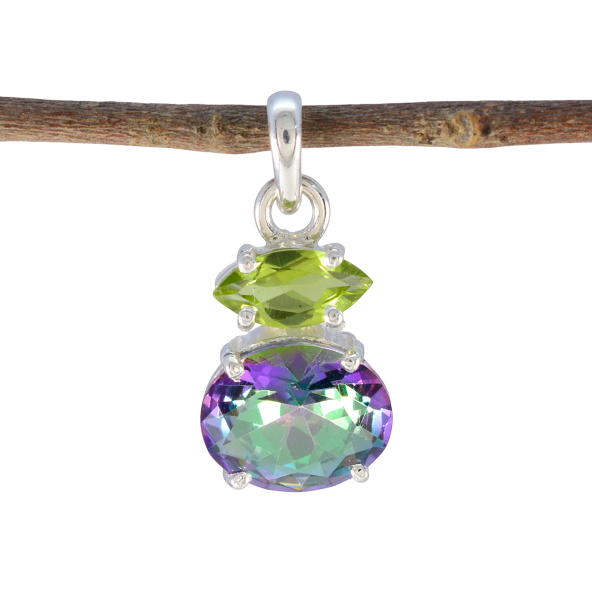 Yasmin Multicolor Gemstone Pendant Sterling Silver Multi Stone multicolor Multicolor