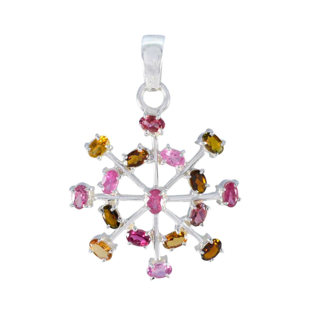 Julieta Multicolor Gemstone Pendant - Elegant Silver Design Tourmaline multicolor Multicolor
