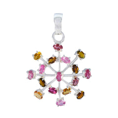 Julieta Multicolor Gemstone Pendant - Elegant Silver Design Tourmaline multicolor Multicolor