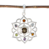 Victoria Multicolor Gemstone Pendant Sterling Silver Multi Stone multicolor Multicolor