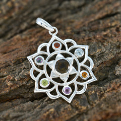 Victoria Multicolor Gemstone Pendant Sterling Silver