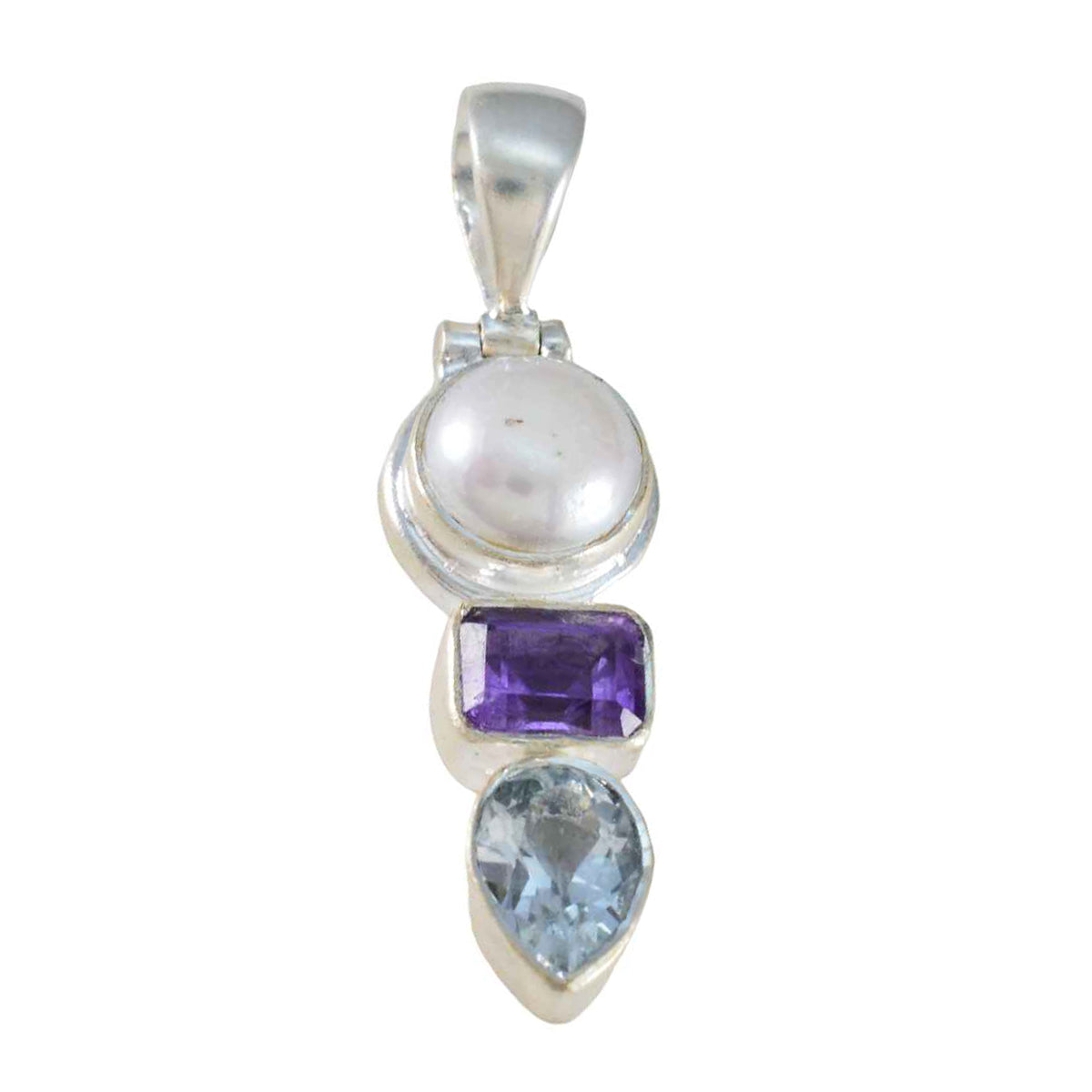 Isabel Multicolor Gemstone Pendant with Pearl & Silver Multi Stone multicolor Multicolor
