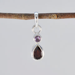 Lily Multicolor Gemstone Pendant Silver Drop Design