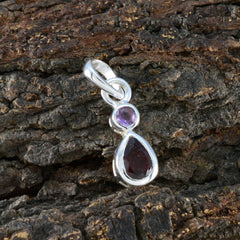 Lily Multicolor Gemstone Pendant Silver Drop Design