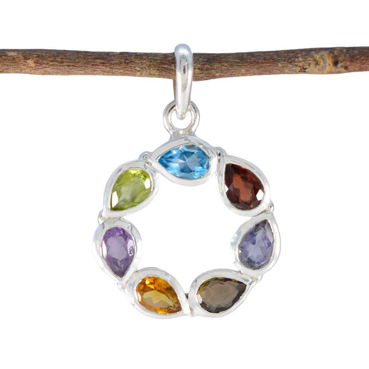 Hazel Multigemstone Pendant Circle Design Multi Stone multicolor Multicolor