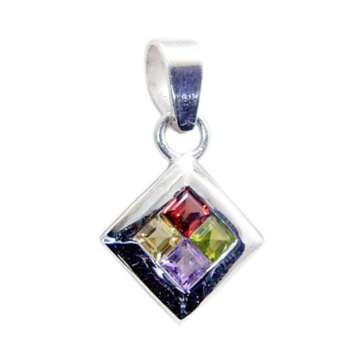 Maya Multicolor Gemstone Pendant Silver Jewelry Multi Stone multicolor Multicolor