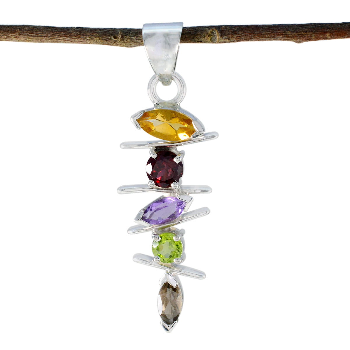 Florencia Multicolor Gemstone Pendant in Sterling Silver Multi Stone multicolor Multicolor