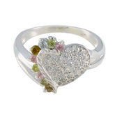 Alina Multicolor Gemstone Ring for Women with Heart Design Tourmaline Multicolor