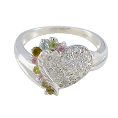 Alina Multicolor Gemstone Ring for Women with Heart Design Tourmaline Multicolor