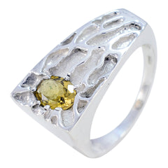 Nella silver ring with unique textured design and yellow multicolor gemstone solitaire ring centerpiece