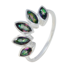 Hina multicolor gemstone statement ring with five marquise cut stones set in silver band