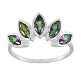 Hina multicolor gemstone statement ring with five marquise-cut stones set in silver