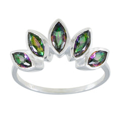 Hina multicolor gemstone statement ring with five marquise-cut stones set in silver