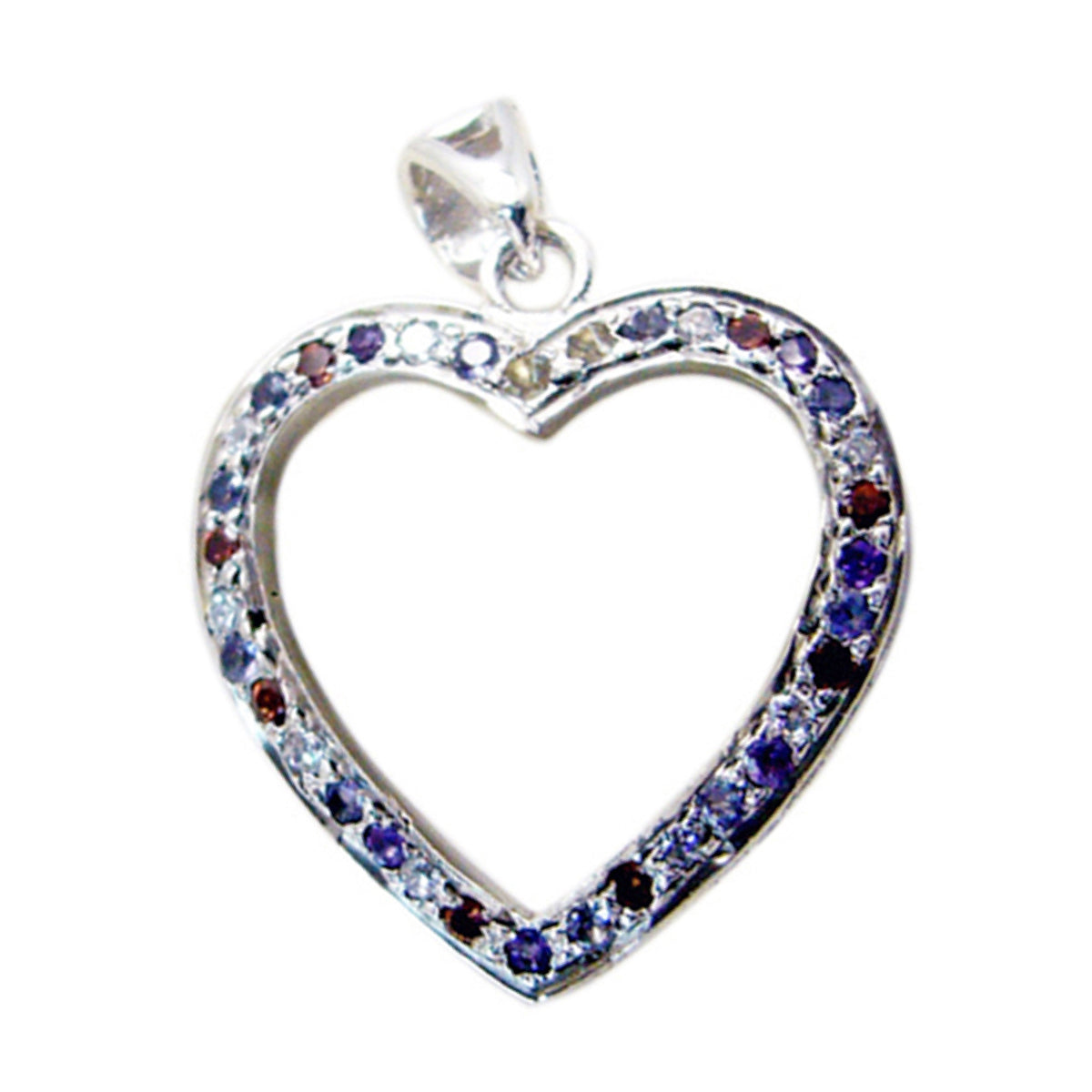 Maya Multicolor Graceful Pendant Heart-Shaped Design Multi Stone multicolor Multicolor