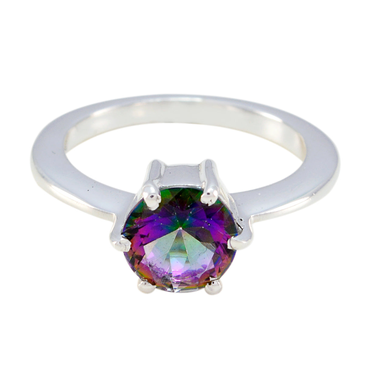 Constanza Multicolor Solitaire Ring with Gemstone Mystic Quartz Multicolor