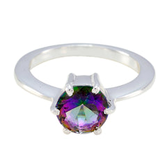 Constanza Multicolor Solitaire Ring with Gemstone Mystic Quartz Multicolor
