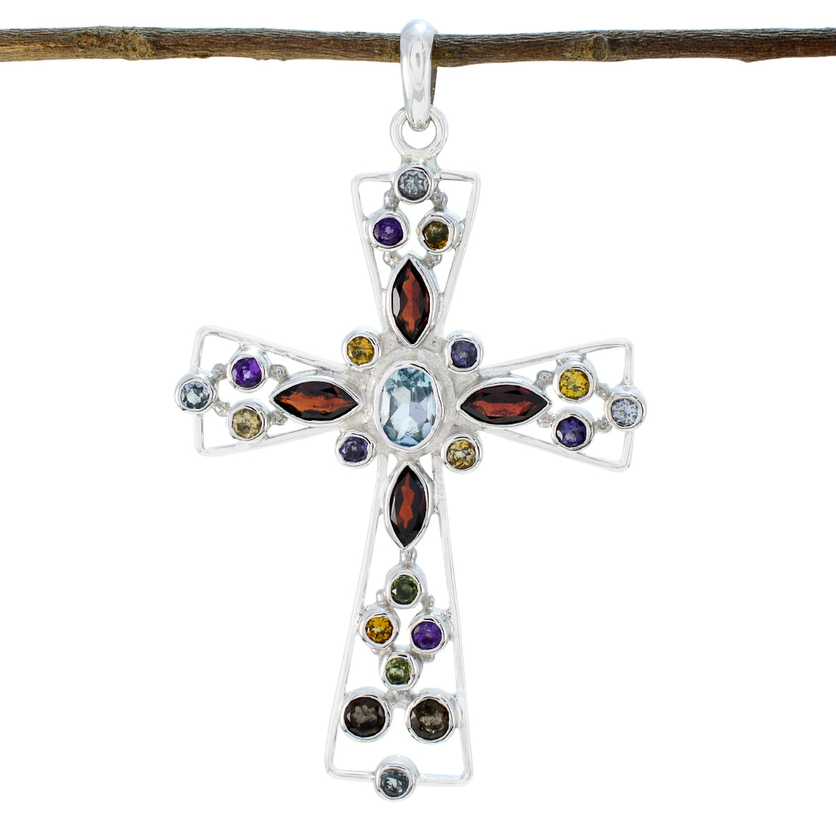 Teresa Multicolor Statement Pendant Cross with Gemstones Multi Stone multicolor Multicolor