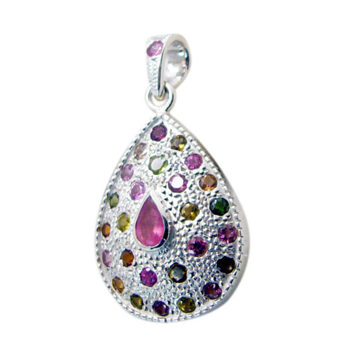 Yasmine Multicolor Statement Pendant with Gemstones Tourmaline multicolor Multicolor