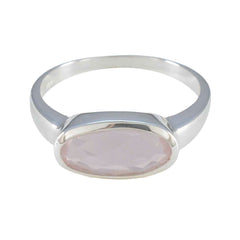 Soo-jin pink solitaire ring for women with oval faceted gemstone set in silver band