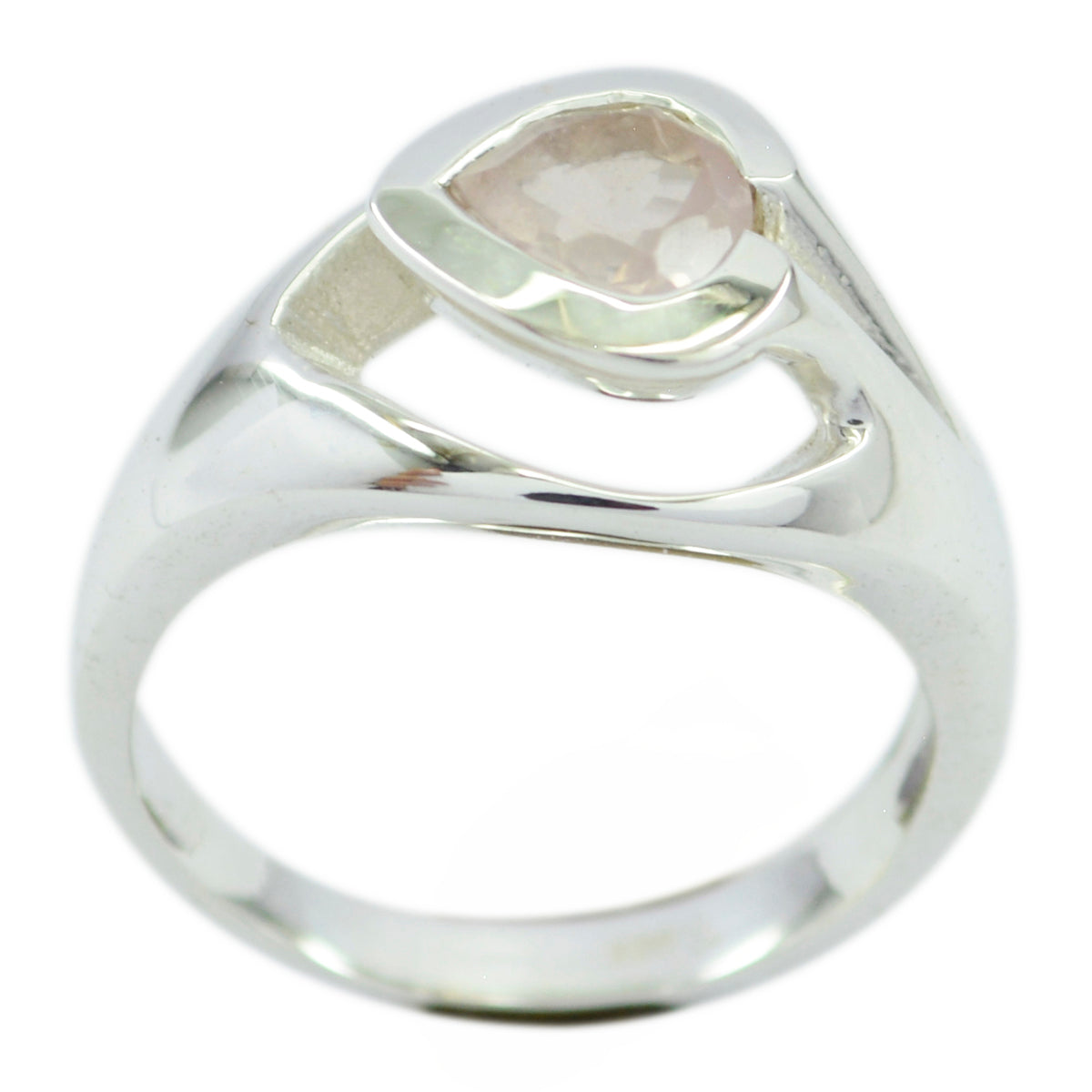 Lili Pink Solitaire Ring for Women with Silver Band Rose Quartz Pink