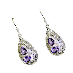 Natalia Purple Gemstone Dangle Earrings for Glam Style