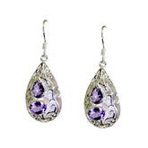 Natalia Purple Gemstone Dangle Earrings for Glam Style Amethyst Purple Dangle