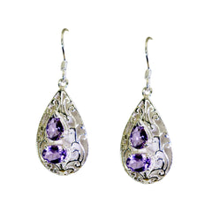 Natalia Purple Gemstone Dangle Earrings for Glam Style Amethyst Purple Dangle