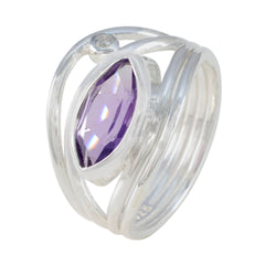 Sofia purple gemstone toi et moi ring with marquise-shaped purple stone and silver band