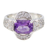 Dewi Purple Halo Gemstone Ring with Silver Accents Amethyst Purple