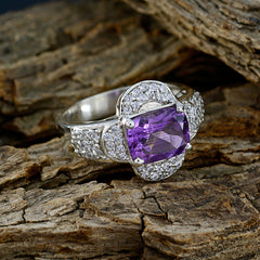 Dewi Purple Halo Gemstone Ring with Silver Accents