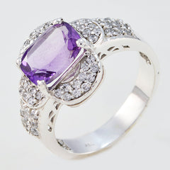 Dewi Purple Halo Gemstone Ring with Silver Accents