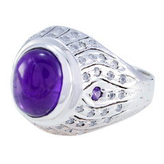 Autumn Purple Halo Gemstone Ring Silver Design