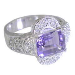 Dewi Purple Halo Gemstone Ring with Silver Accents