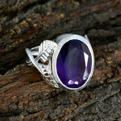 Marie Purple Solitaire Ring with Elegant Silver Band