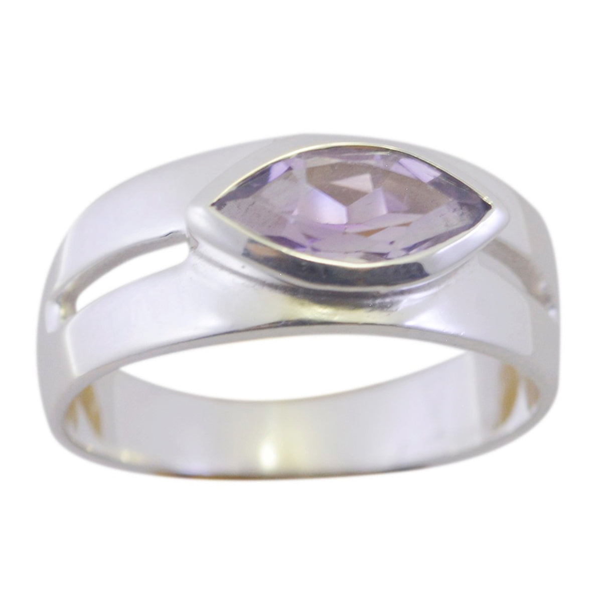 Amelia Contemporary Purple Solitaire Ring Amethyst Purple