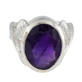 Marie Purple Solitaire Ring with Elegant Silver Band Amethyst Purple