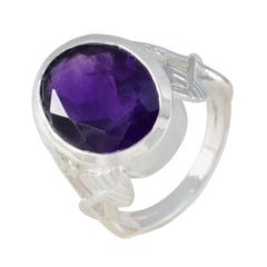Marie Purple Solitaire Ring with Elegant Silver Band