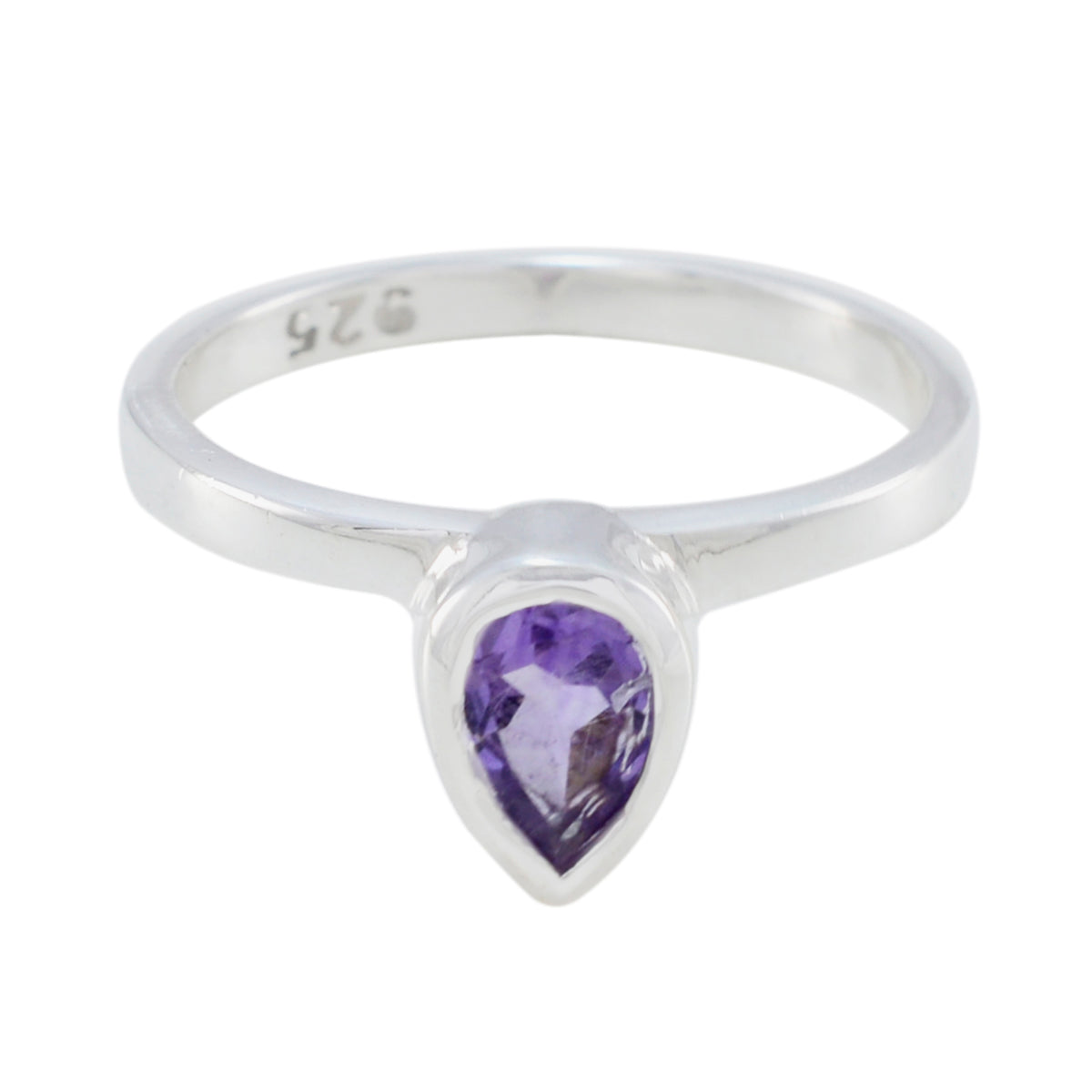 Yuna Purple Solitaire Ring in Sleek Silver Design Amethyst Purple