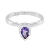 Yuna Purple Solitaire Ring in Sleek Silver Design Amethyst Purple