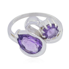 Ananya Purple Toi Et Moi Ring with Gemstone Design Amethyst Purple