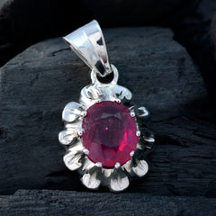 Rebeca Red Gemstone Pendant Elegant Silver Jewelry