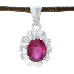 Rebeca Red Gemstone Pendant Elegant Silver Jewelry Ruby Red Red